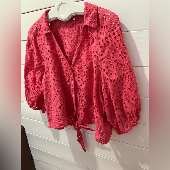 REITMANS – Fuchsia Eyelet Tie-Front Blouse – 2X - Picture 6 of 7